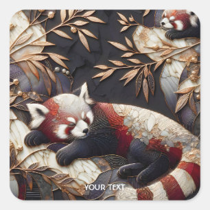 Fantasy Cute Red Panda Art Square Sticker