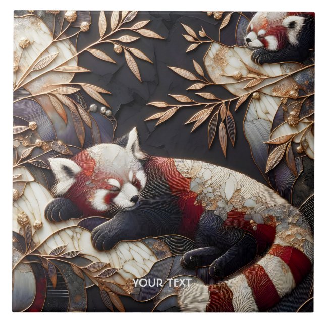Fantasy Cute Red Panda Art Tile (Front)