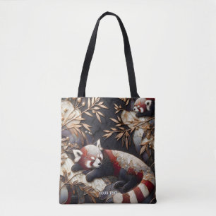 Fantasy Cute Red Panda Art Tote Bag