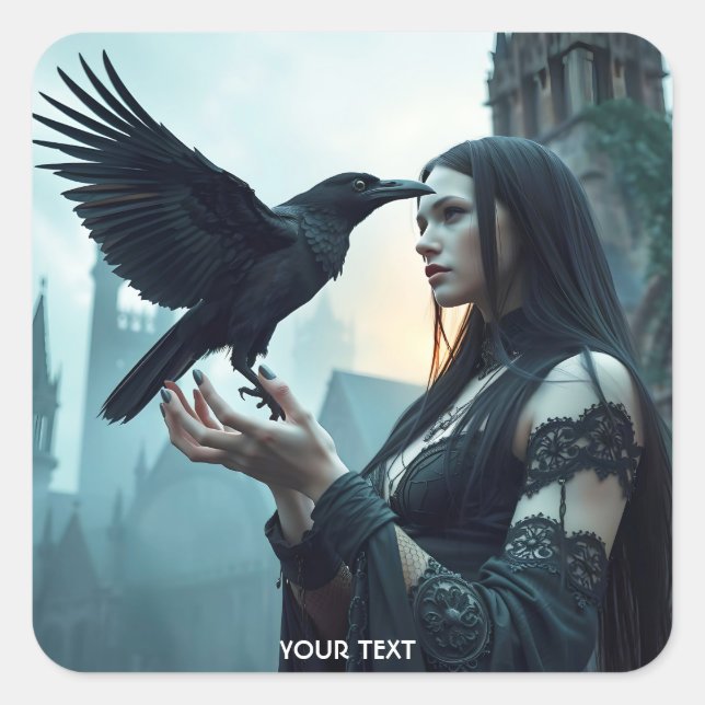Fantasy Cute Renaissance Gothic Woman Square Sticker (Front)