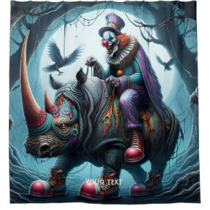 Fantasy Cute Rhino Clown Trees Shower Curtain