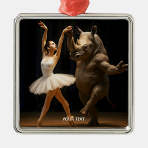 Fantasy Cute Rhino Dancer Ballerina Metal Tree Decoration