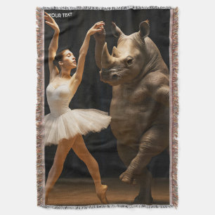 Fantasy Cute Rhino Dancer Ballerina Throw Blanket