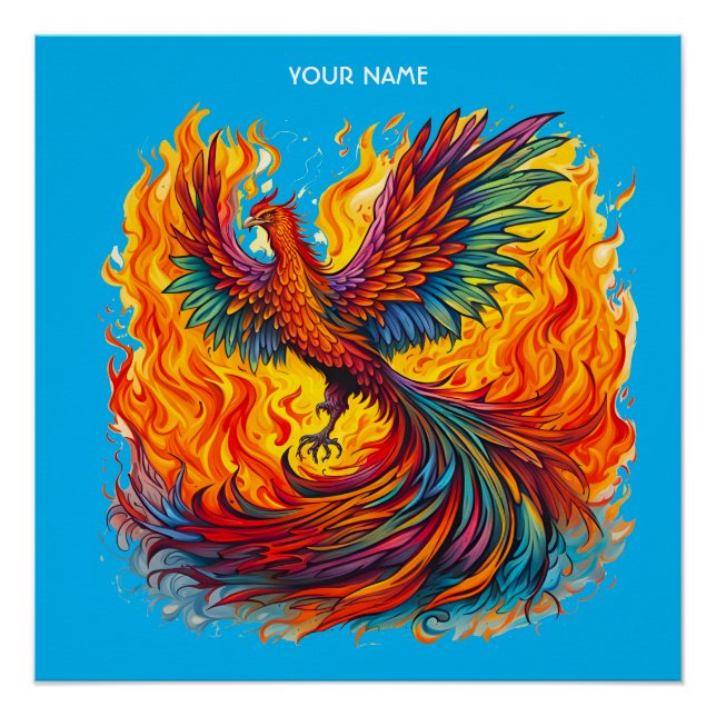 Fantasy Cute Rising Phoenix Flames Poster (Front)