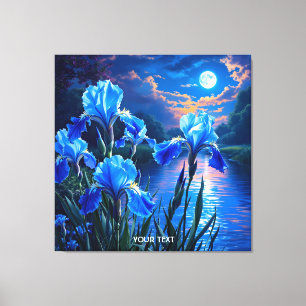 Fantasy Cute River Blue Irises Canvas Print