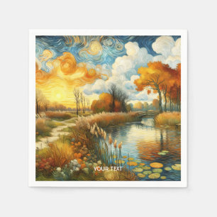 Fantasy Cute River Clouds Bridge Napkin