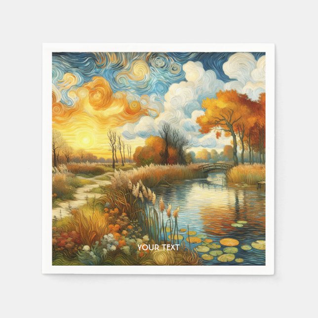 Fantasy Cute River Clouds Bridge Napkin (Front)