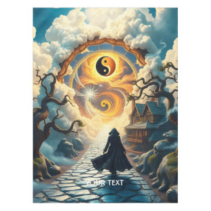 Fantasy Cute Road Trees Man Tablecloth