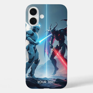 Fantasy Cute Robot Demon Fighting iPhone 16 Plus Case
