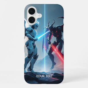 Fantasy Cute Robot Demon Fighting iPhone 16 Plus Case