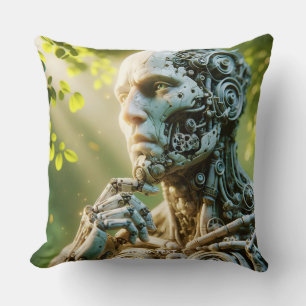 Fantasy Cute Robot Face Sculpture Cushion