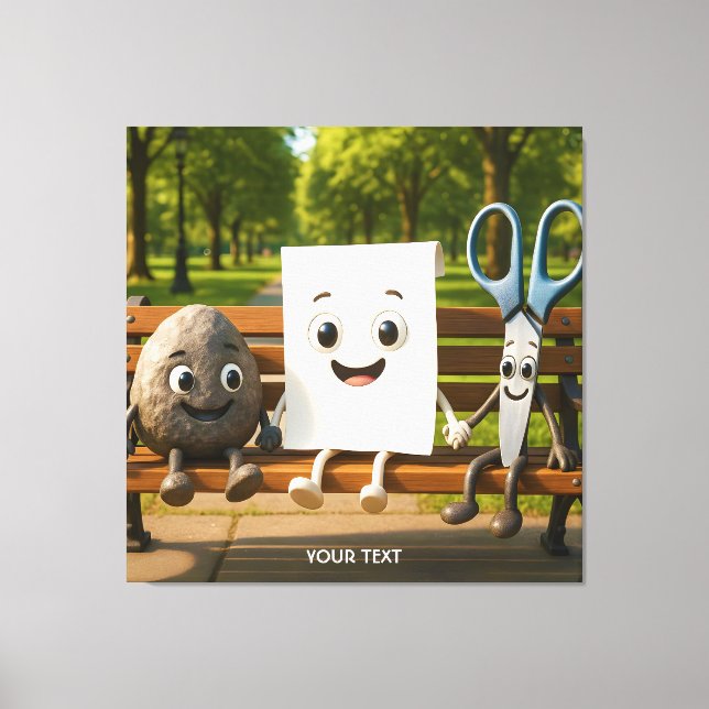 Fantasy Cute Rock Paper Scissors Canvas Print (Front)