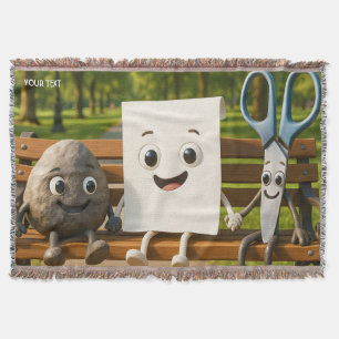 Fantasy Cute Rock Paper Scissors Throw Blanket