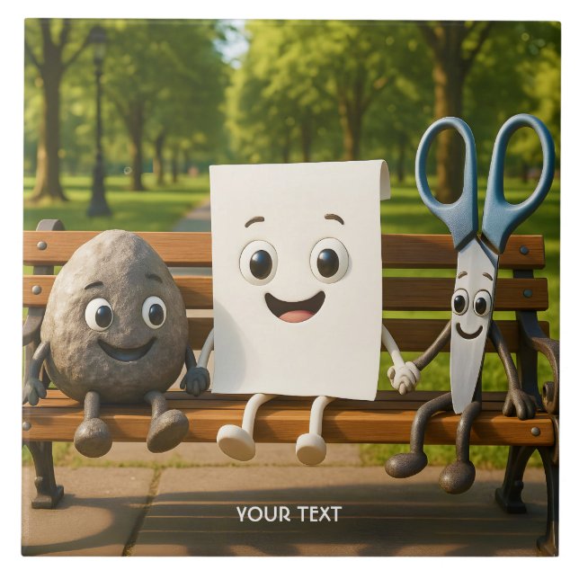 Fantasy Cute Rock Paper Scissors Tile (Front)