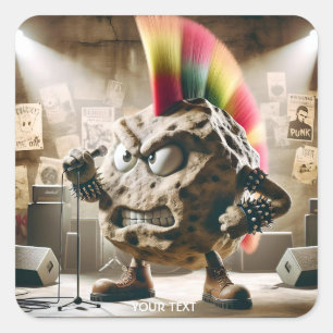 Fantasy Cute Rock Punk Singer Square Sticker