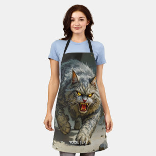 Fantasy Cute Rocks Angry Cat Apron