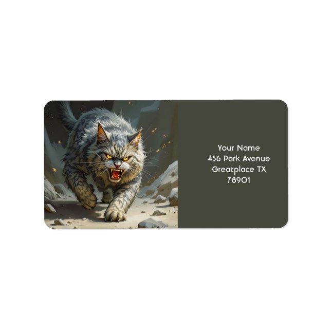 Fantasy Cute Rocks Angry Cat Label (Front)