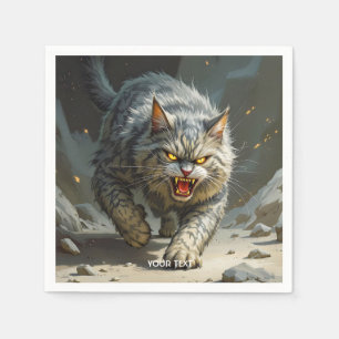 Fantasy Cute Rocks Angry Cat Napkin