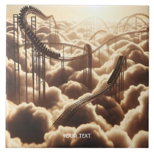 Fantasy Cute Rollercoaster In Clouds Tile