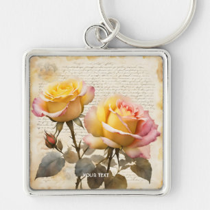 Fantasy Cute Roses Letter Writings Key Ring