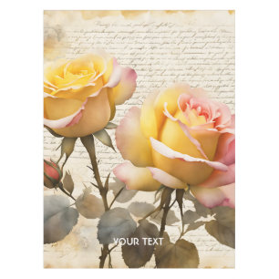 Fantasy Cute Roses Letter Writings Tablecloth