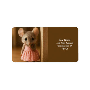 Fantasy Cute Sad Little Mouse Label