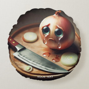Fantasy Cute Sad Onion Crying Round Cushion