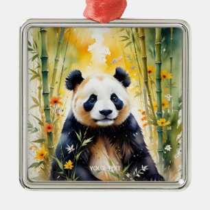 Fantasy Cute Sad Panda Forest Metal Tree Decoration
