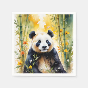 Fantasy Cute Sad Panda Forest Napkin