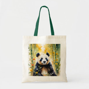 Fantasy Cute Sad Panda Forest Tote Bag