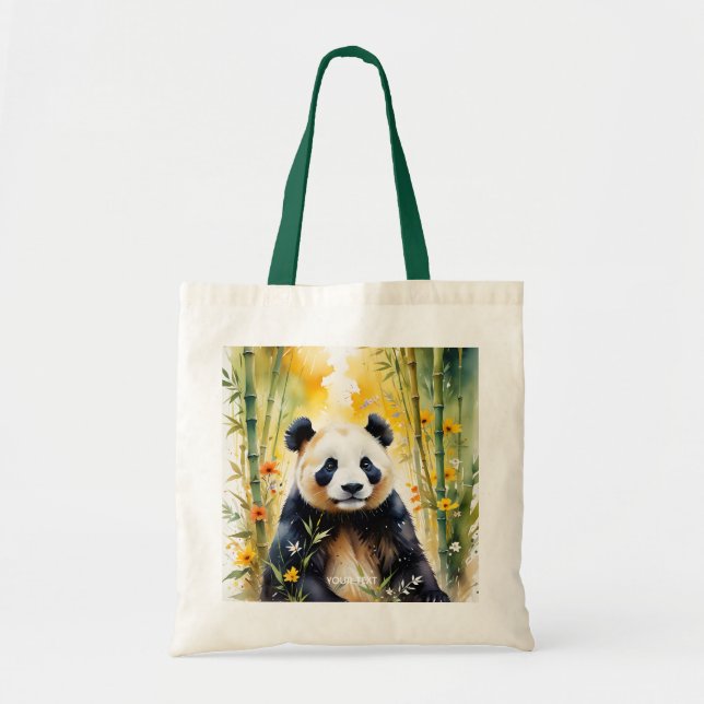 Fantasy Cute Sad Panda Forest Tote Bag (Front)