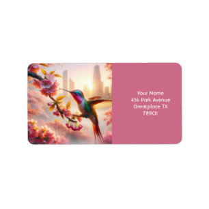 Fantasy Cute Sakura Bird City Label
