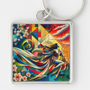 Fantasy Cute Sakura Modern Girl Key Ring