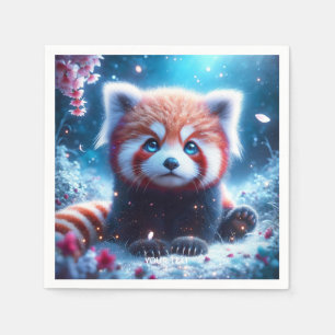 Fantasy Cute Sakura Panda Red Napkin