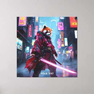 Fantasy Cute Samurai Red Panda Canvas Print