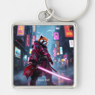 Fantasy Cute Samurai Red Panda Key Ring