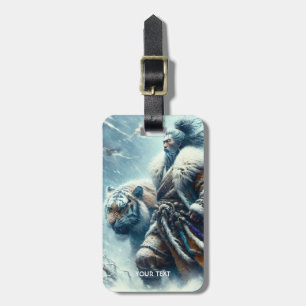 Fantasy Cute Samurai Winter Tigers Luggage Tag