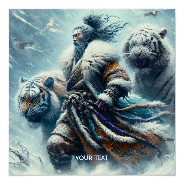 Fantasy Cute Samurai Winter Tigers Poster (Front)
