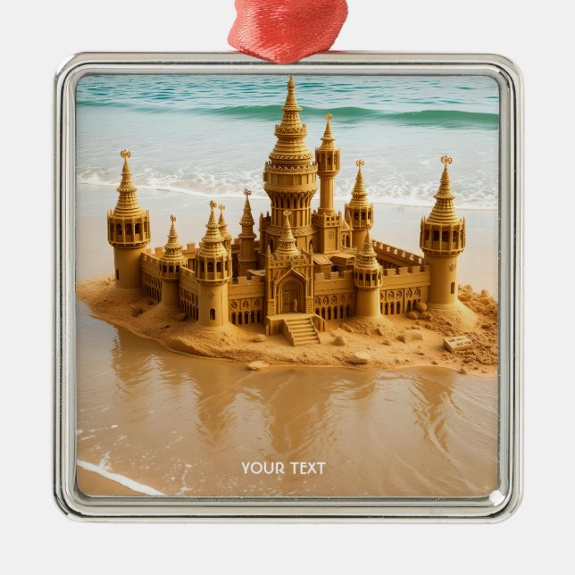 Fantasy Cute Sand Castle Beach Metal Tree Decoration (Front)