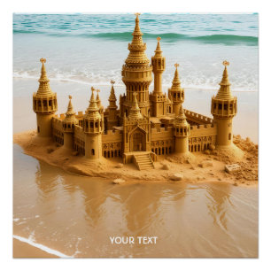 Fantasy Cute Sand Castle Beach Poster