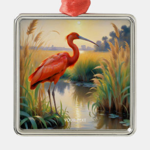 Fantasy Cute Scarlet Ibis Evening Metal Tree Decoration