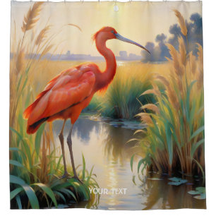 Fantasy Cute Scarlet Ibis Evening Shower Curtain