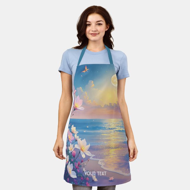 Fantasy Cute Sea Pink Flowers Apron (Worn)