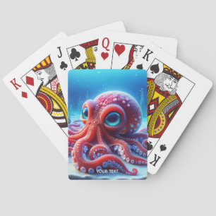 Fantasy Cute Sea Red Octopus Playing Cards