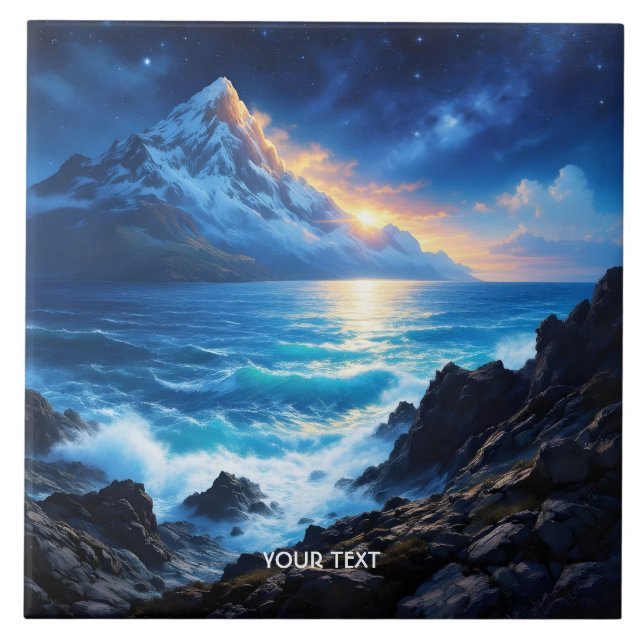 Fantasy Cute  Sea Rocks Sunset Tile (Front)