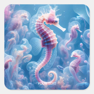 Fantasy Cute Sea Seahorse Plants Square Sticker
