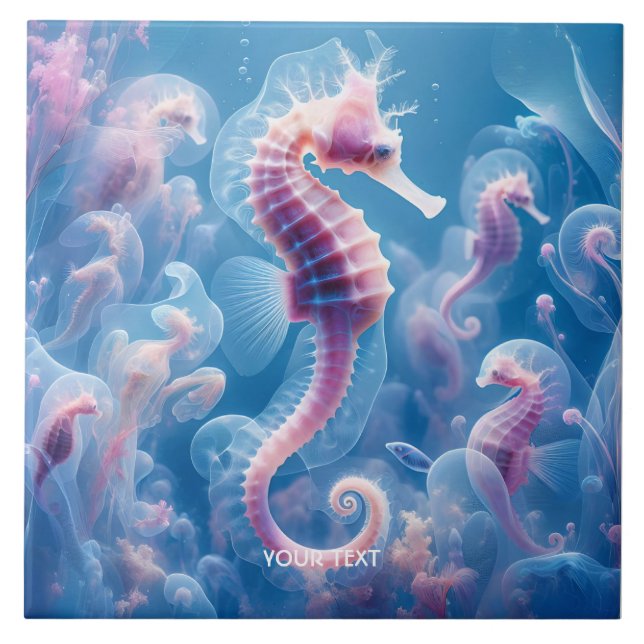 Fantasy Cute Sea Seahorse Plants Tile (Front)