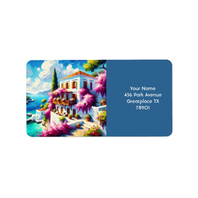 Fantasy Cute Sea Villa House Label (Front)
