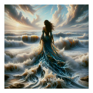 Fantasy Cute Sea Wave Girl Poster