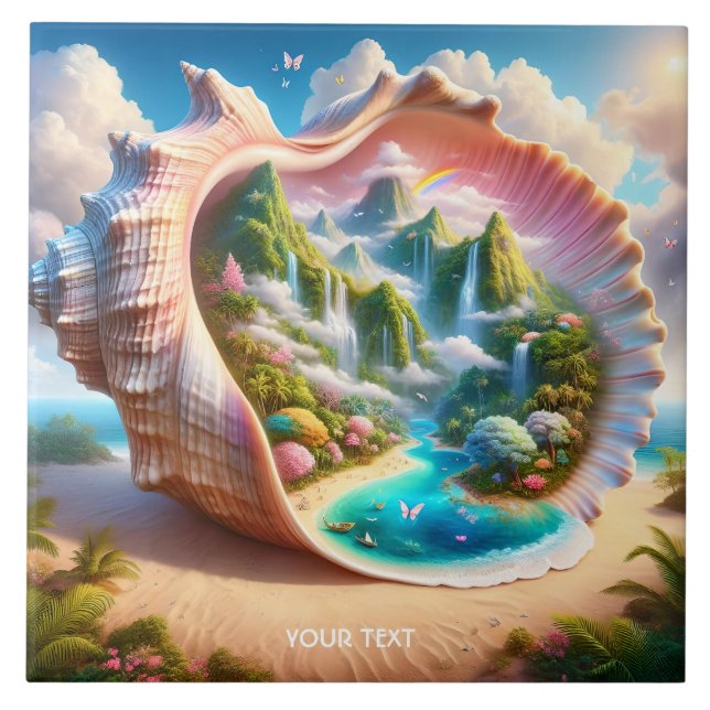 Fantasy Cute Seashell Hidden Landscape Tile (Front)
